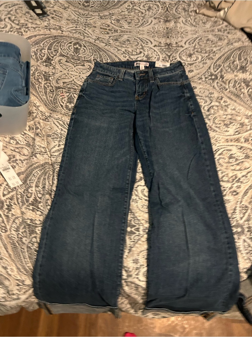 SO Women's Wide-Leg Jeans in Dark Blue Wash